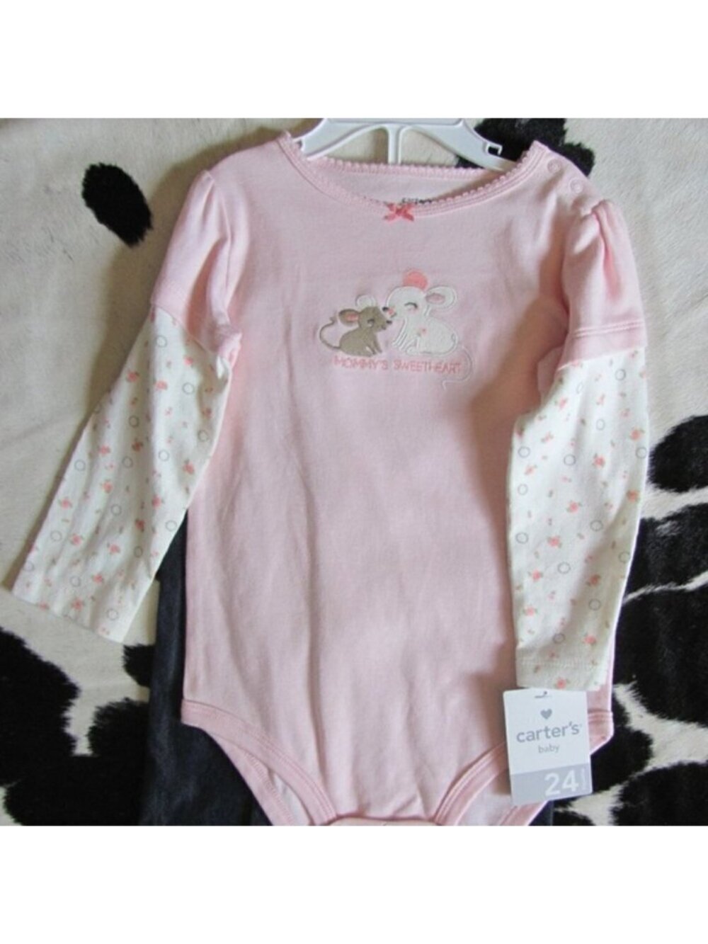 CARTERS GIRLS 2 PIECE LONG SLEEVE ONESIE‎ WITH DENIM LEGGINGS